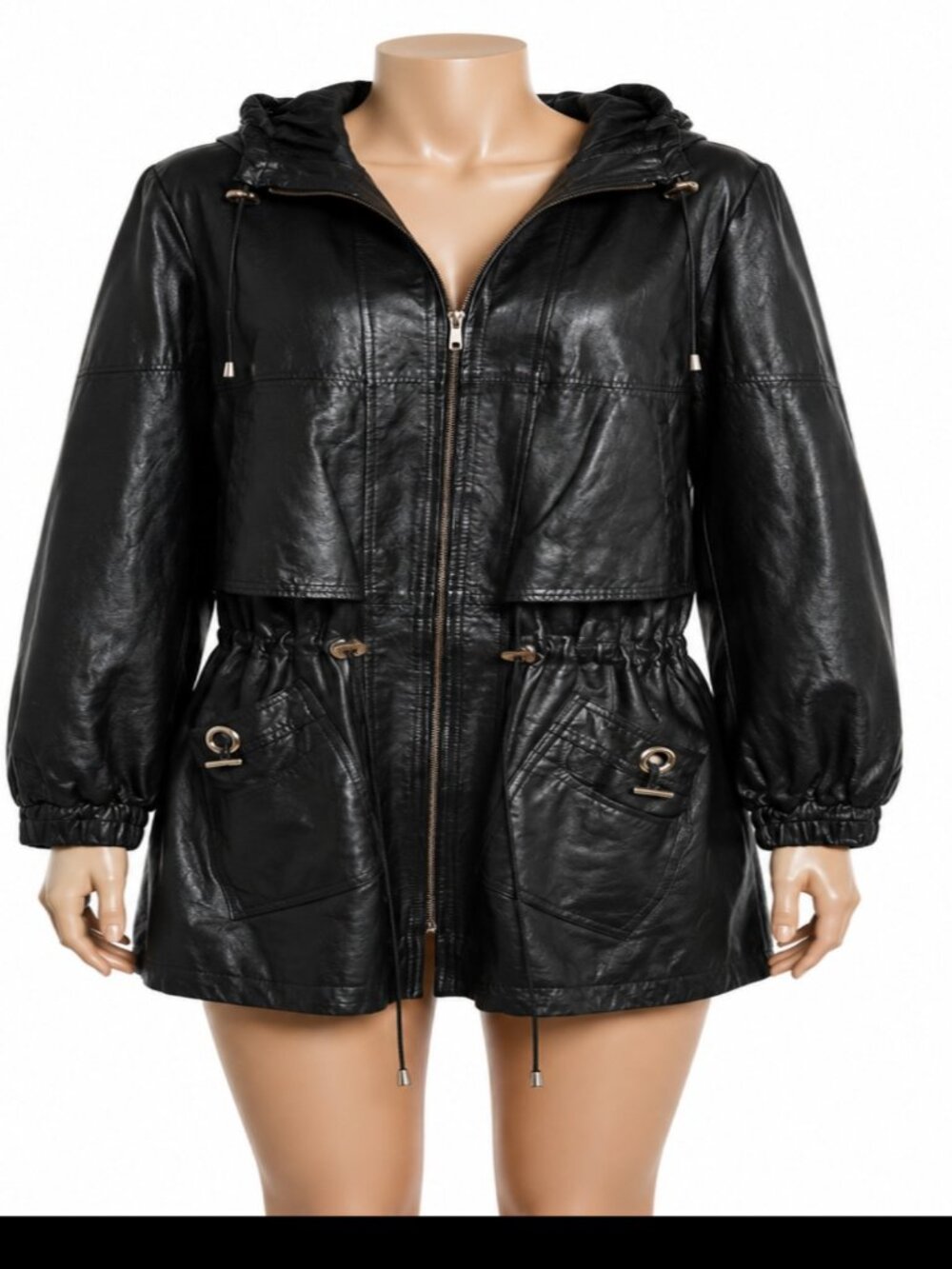 Vintage Classic Marco Morani Women's Genuine Leather Hooded Jacket Size Large.